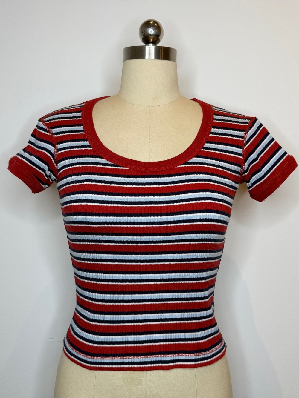 Red and blue stripe tee